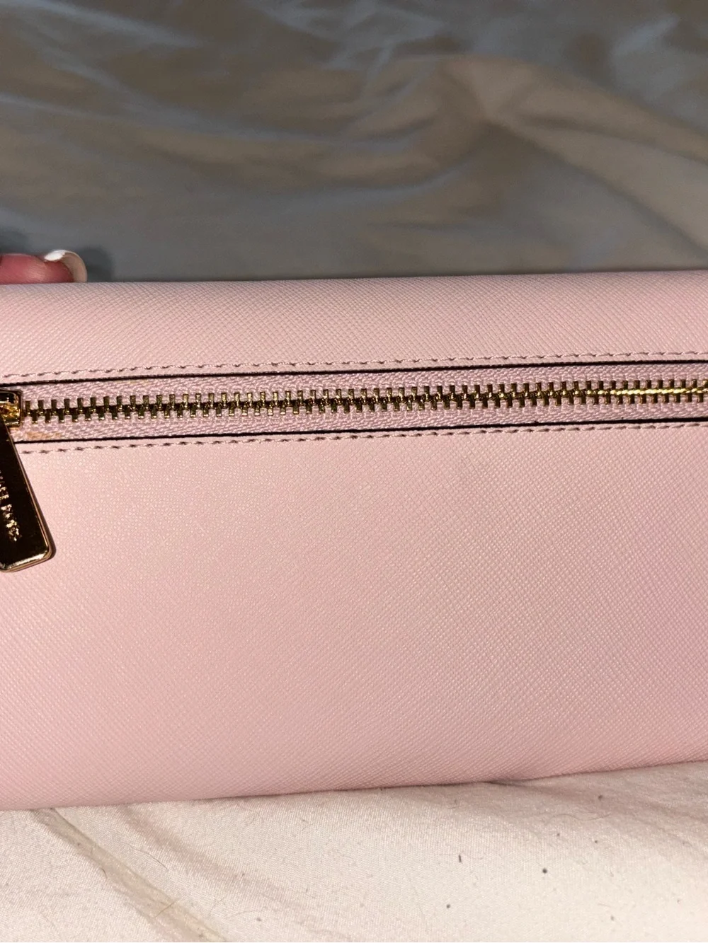 Michael Kors Blush Pink Leather Clutch with Gold Logo - Picture 3 of 3